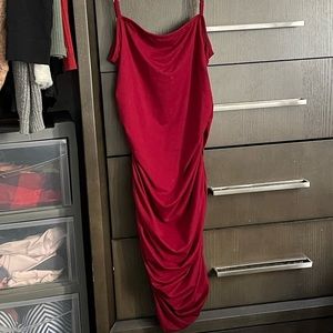 Red scrunched dress